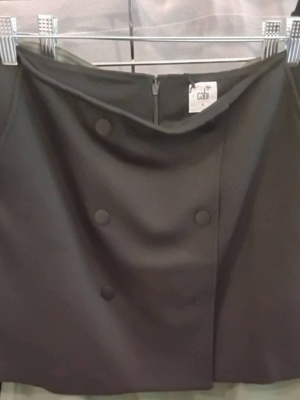 CAbi Black Double-Button Mini Skirt
